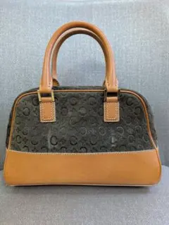 CELINE オールドセリーヌ マカダム スエード ハンドバッグ グリーン