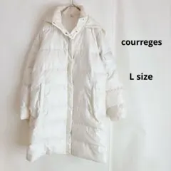 courreges クレージュ　ダウンコート　L ホワイト　取り外しフード
