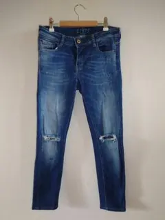 ZARAザラ Z1975 ストレッチ クラッシュ ダメージ加工 デニム