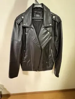 ブラックレザーダブルライダースジャケット