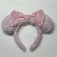 ディズニー ミニー カチューシャ ピンク スパンコール ふわふわ
