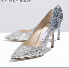 超美品　Jimmy Choo パンプス85 シルバー✖️ダークブルー