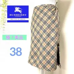 超美品✨　バーバリーブルーレーベル　M ノバチェック　膝丈スカート　ウール 冬