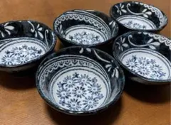 【新品未使用】美濃焼 小鉢 花三島 深海 刺身千代口 花柄 レース柄 5個セット 新品•廃盤】美濃焼 小鉢 花三島 深海 刺身千代口 花柄 レース柄 5個