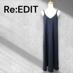 Re:EDIT リエディ Vネック キャミワンピース ロング丈 MT ブラック