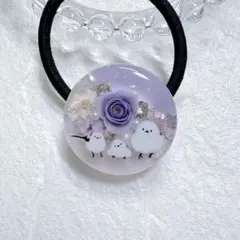 ④-⑥レジンヘアゴム。シマエナガ。紫陽花。万華鏡。かすみ草。ビジュー。