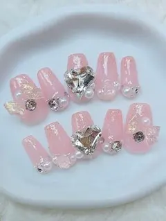 ネイルチップ ワンホン フレンチガーリー スナ系 ちゅるん 薔薇 姫系 ギャル