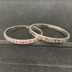 coach ピンク シルバー　ロゴ バングル 2個セット