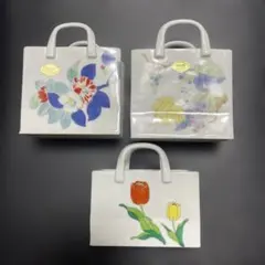 有田焼　花柄陶器製花器セット（持ち手付き）