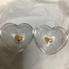 リラックマ　ミスド　ハート型ガラスボウル　2個セット　ハート型ガラス皿