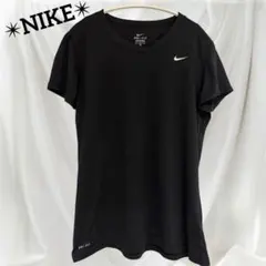ナイキ 無地 クルーネック 半袖 Tシャツ L 黒 ポリエステル ランニング