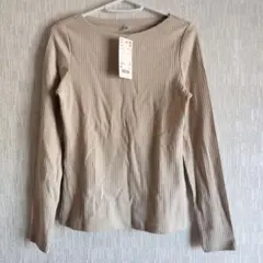 UNIQLO ナチュラル リブボートネックT　 Sサイズ
