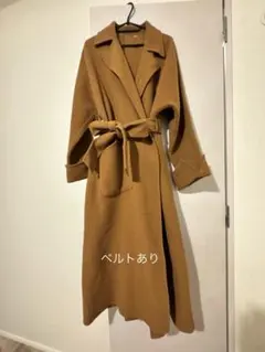 ミラオーウェン 接結ロングトレンチコート リバーコート ベルト付 キャメル ミラオーウェン 接結ロングトレンチコート リバーコート ベルト付
