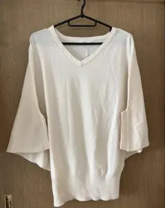 anysis Vネック パール装飾 ドルマンスリーブ ニット