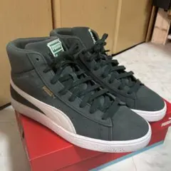 Puma グリーン スエード ハイカットスニーカー