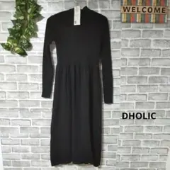 リブニットワンピース 長袖