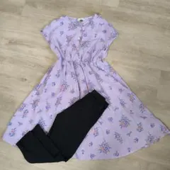 美品　　SERAPH 130cm　花柄ワンピース　レギンス140cm　セット