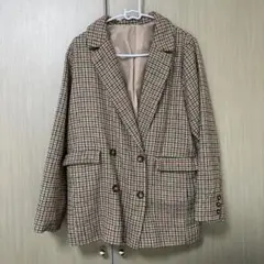GRLチェック柄 ダブルブレストジャケット Lサイズ