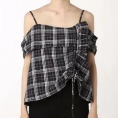 EMODAチェック柄フリルカットソー【フリーサイズ】