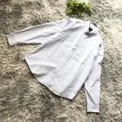 H&M【M】レギュラーフィット ライトブルー 黒 長袖 コットン シャツ BD