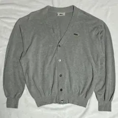 【希少90s】LACOSTE ラコステ 文字ワニ Vネック カーディガン グレー