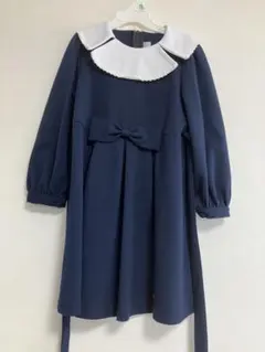 卒園入学式発表会　キャサリンコテージ　ネイビー リボン付きワンピース 120cm