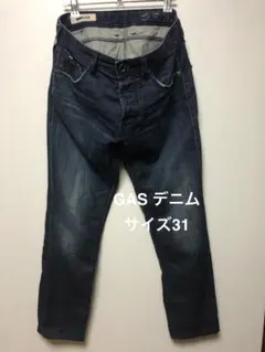 GAS ガス デニム サイズ31 USED加工 レザーパッチ ボタンフライのサムネイル