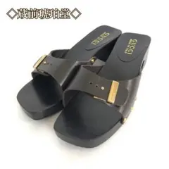 GUCCI ウッドソール スタッズ 金具 刻印 レザー サンダル レディース