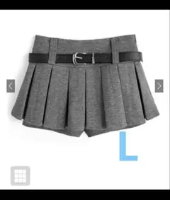 ベルト　インパン裏地付きプリーツミニスカート　at2609 チャコール