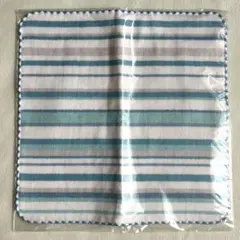 新品　ハンカチ　ストライプ　ブルー　ホワイト　シンプル　オシャレ　男女兼用