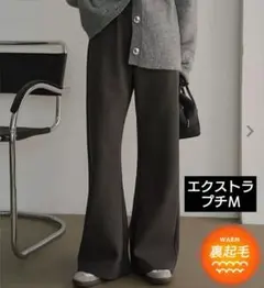 裏フリース暖か錯覚美脚カーブパンツ (チャコール／エクストラプチＭ)