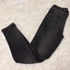 ダークグレー 裏起毛スキニージーンズ ハイウエスト M あったか & スタイリッ