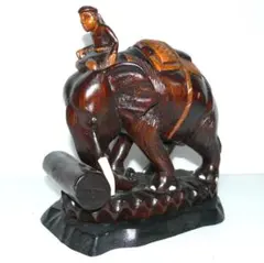 タイ　木彫り　仏教彫刻　象の置物　インテリア　縁起物　②