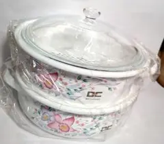 二段蒸し器　和平金属　ホーロー　DC 花柄　昭和レトロ　お鍋