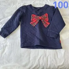 Moujonjon ネイビー トレーナー 100cm リボン