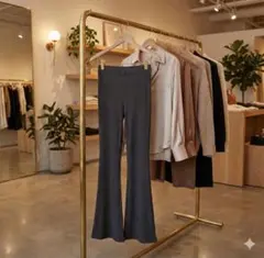 ⭐️新品タグ付き coo +i リブレギンス　グレー　フレア　無地　Mサイズ