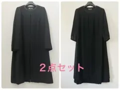美品 東京ソワール 15号 ロング丈ジャケット ワンピース アンサンブル 2点