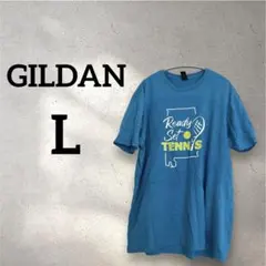GILDAN 【L】テニスデザイン 半袖Tシャツ ブルー