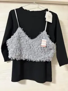 田中里奈　mysa closet ビスチェ付トップス　ブラック　グレー　L