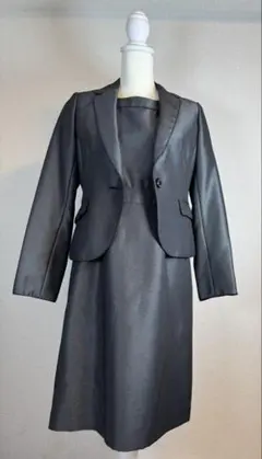 卒業式　入学式　ダークグレー ジャケット付きワンピース　セレモニー　スーツ