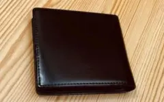 新品 イタリアンレザー 二つ折り財布 牛革 ヌメ革 カード入れ ブラック 黒