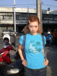 Tシャツ Y2K グランジ チビTMサイズ ラインストーン キラキラA44