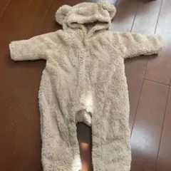 ベージュ フリース アウター クマ耳付きフード 60〜70cm ベビー