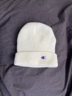 美品　champion ビーニー　ホワイト　フリーのサムネイル