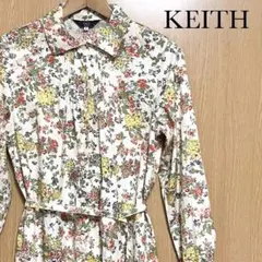美品　キース　ワンピース　ベルト付　ロングシャツ　花柄　ボタニカル柄　リバティのサムネイル