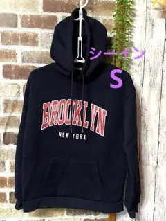 【シーイン】SHEIN☆フード付き☆パーカー☆ネイビー☆裏起毛☆S