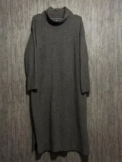 UNIQLO スフレヤーン ニットワンピースダークグレー サイズL