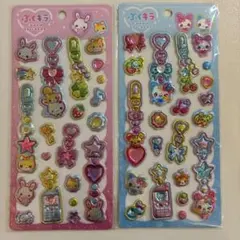 ぷくキラシール　2枚セット(フワフワらびちゃん/まじかるみゅーちゃん)