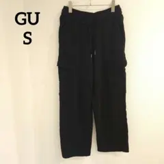 GUジーユー 【S】 ブラック　スウェットワイドカーゴパンツ　ウエストゴム