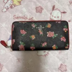 COACH コーチ　長財布 シグネチャー　ブラウン　シグネチャー　花柄